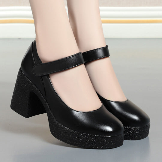 Damen Plateau-Mary Jane Pumps mit verstellbarem Riemen und komfortablem Blockabsatz EB