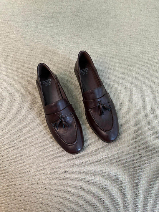 Damen Elegante Mokassins aus hochwertigem Leder mit Quastenakzent EB