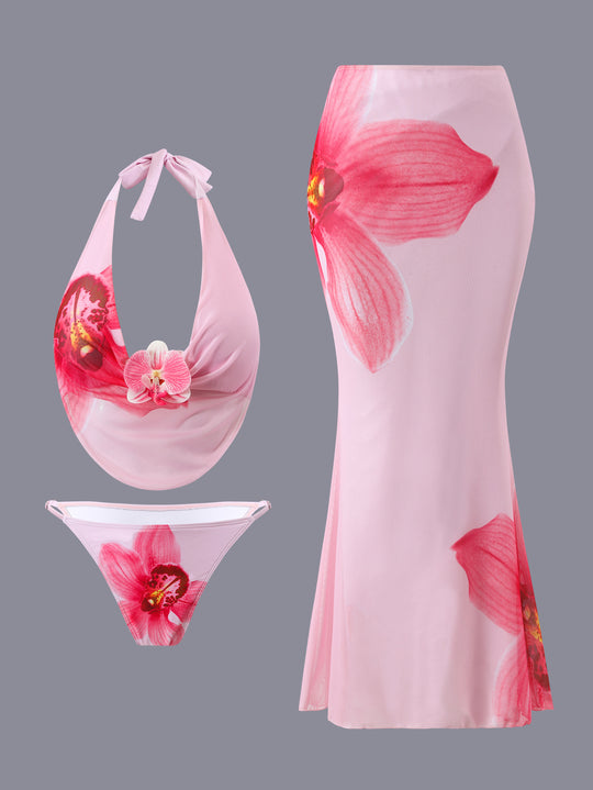 Damen Bikini-Set mit floralem Design und elegantem Wickeloberteil EB