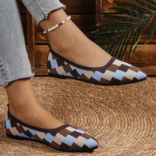 Damen Ballerinas mit geometrischem Muster und flexiblem Fußbett EB