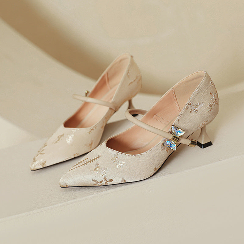 Damen elegante Ballerinas mit stilvollem Schnallen-Design EB