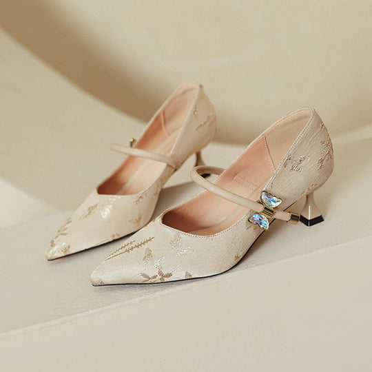 Damen elegante Ballerinas mit stilvollem Schnallen-Design EB