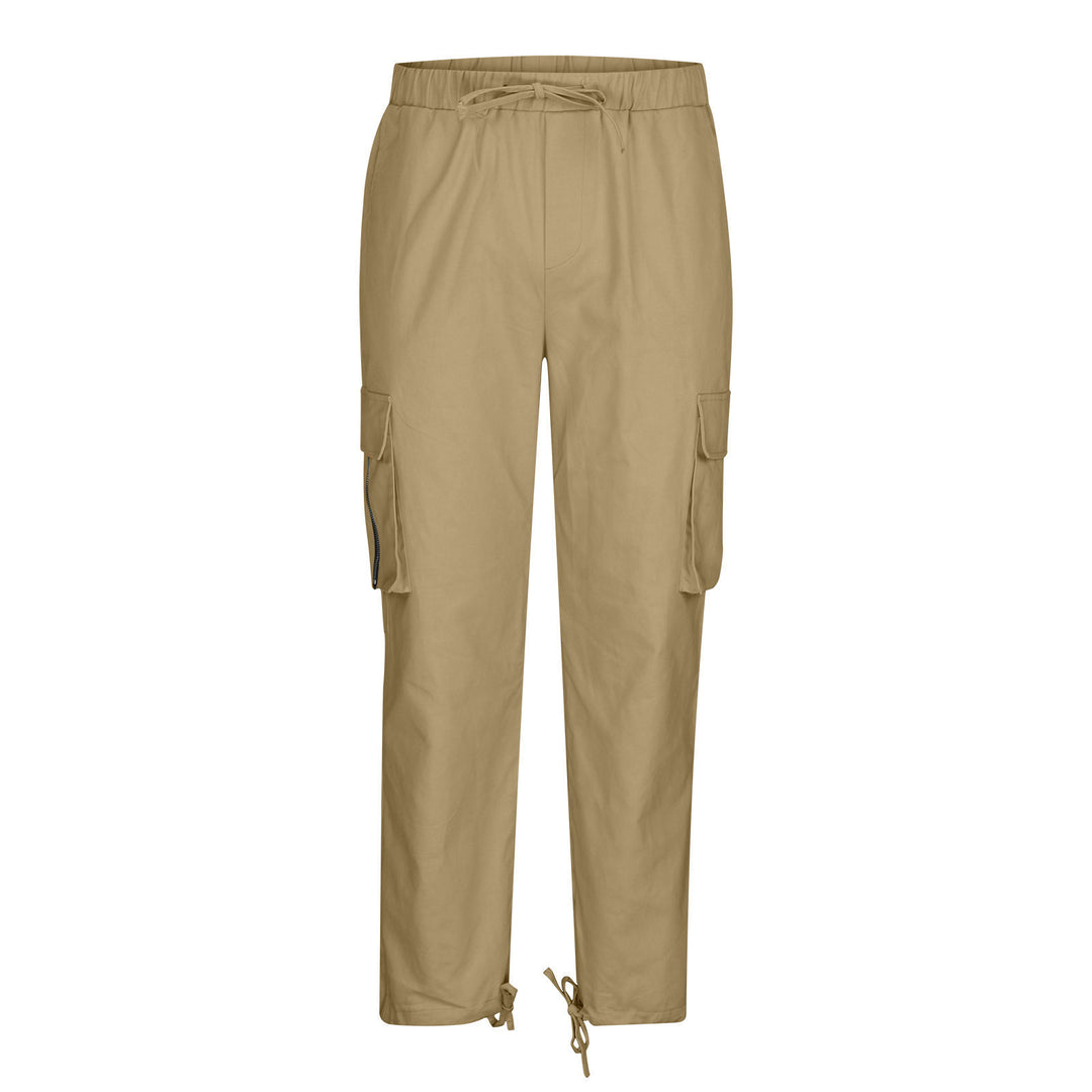 Damen nan lässige Cargo-Hose mit elastischem Kordelzugbund, Klappentaschen und verstellbaren Knöchelschnüren EB
