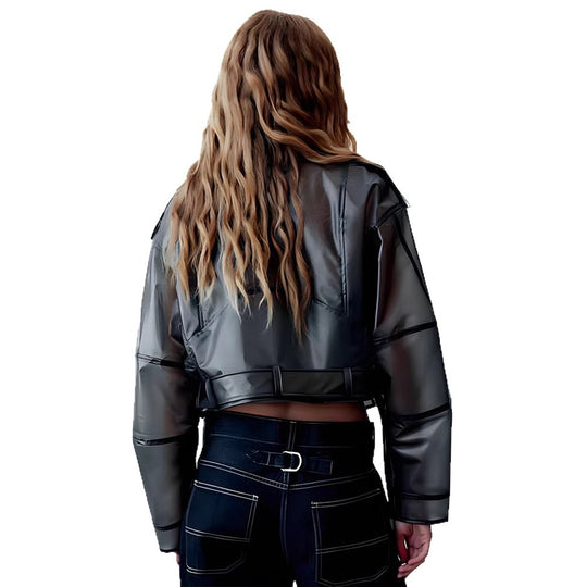 Damen trendige Jacke im edgy Biker-Stil mit asymmetrischem Reißverschluss EB