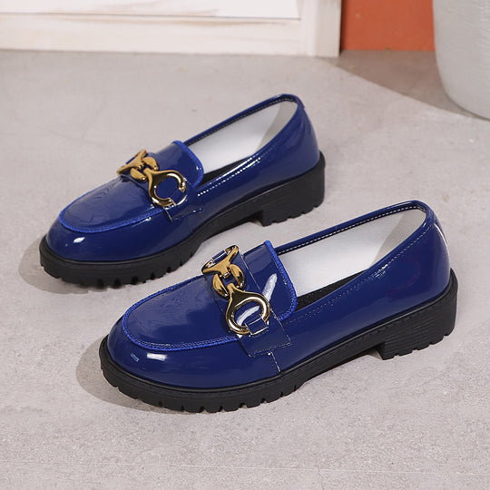 Damen Trendige und komfortable Loafers mit glänzender Oberflächenbeschaffenheit EB