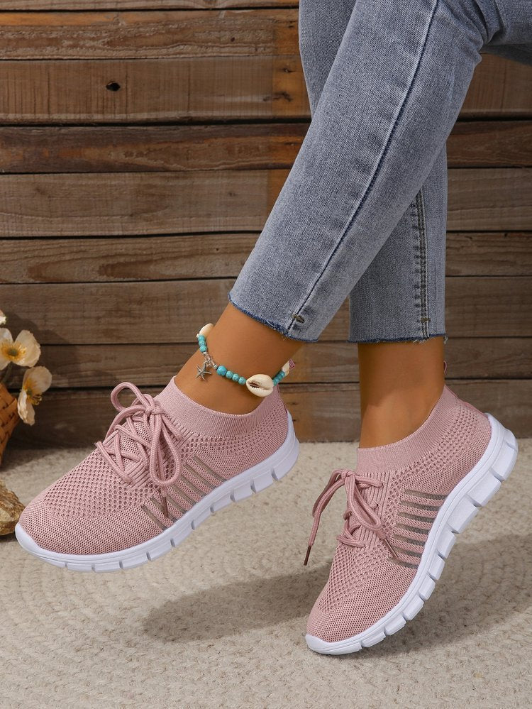 Damen  leichtes gestricktes Sneaker Slipper mit sockenähnlichem Schaft und flexibler Laufsohle EB