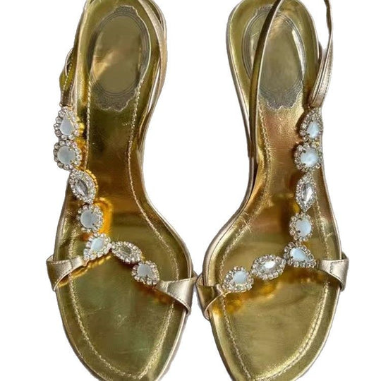 Damen elegante Hochhackige Sandalen mit Strassverzierungen EB