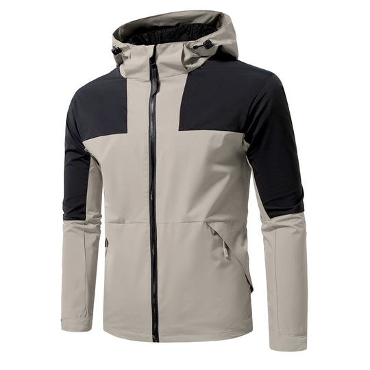Herren Windbreaker Jacke mit verstellbarem Kapuzenkragen und seitlichen Taschen EB