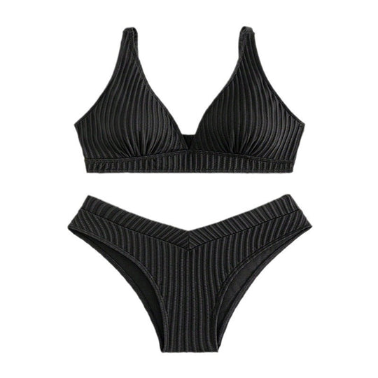 Damen Bikiniset mit hohem Bund und raffiniertem Rippdesign EB