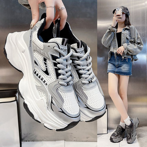 Damen Sportliche Sneakers mit stoßdämpfender Laufsohle und atmungsaktivem Obermaterial EB