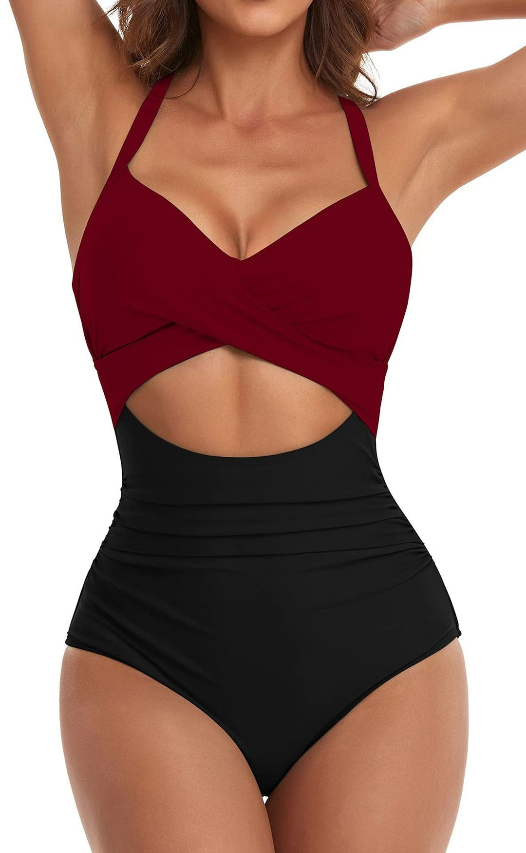 Damen Einteiliger Bikini mit modischem Cut-Out und Animal-Print EB