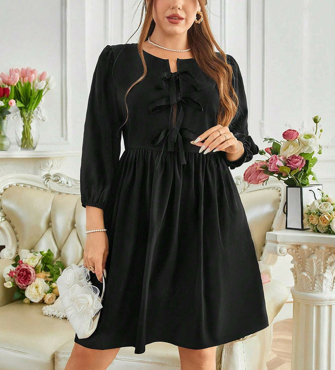 Damen Freizeitkleid mit eleganten Rüschendetails und tailliertem Schnitt EB