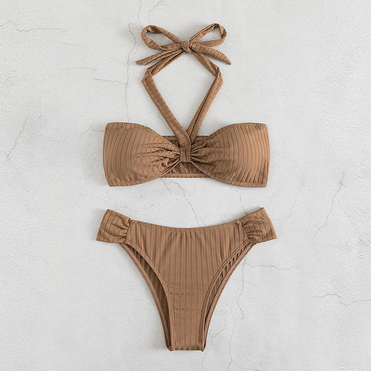 Damen Bandeau Bikini mit raffiniertem Knotendesign EB