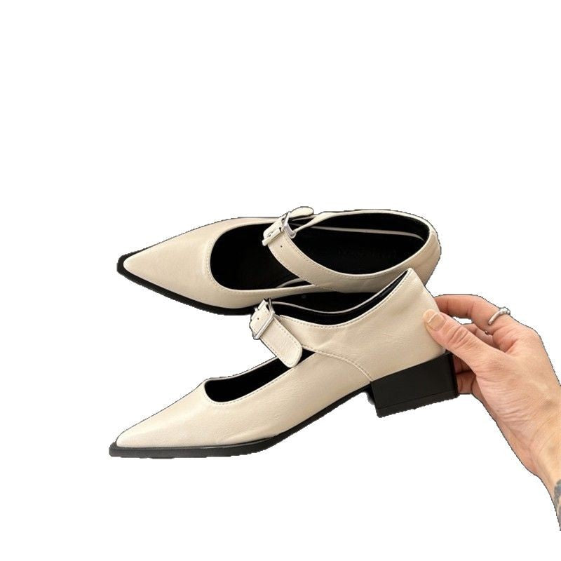 Damen  spitze Riemchenpumps mit verstellbarem Schnallenriemen und niedrigem Blockabsatz EB