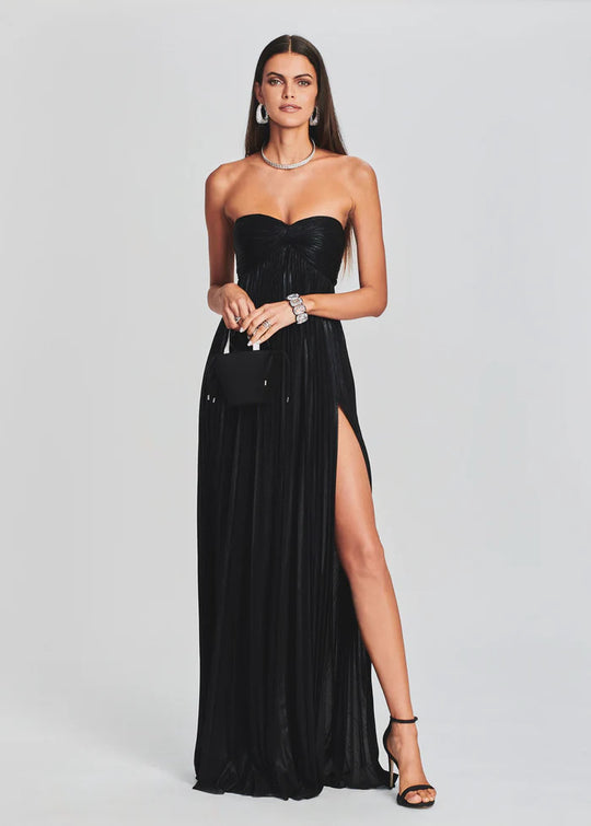 Damen Abendkleid mit schulterfreiem Design und elegantem Schlitz EB