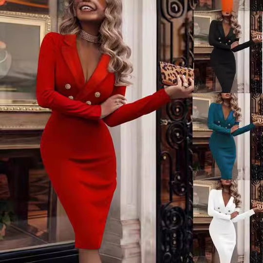Damen Schickes Blazer-Kleid mit doppelter Knopfleiste und eleganter Tailierung EB