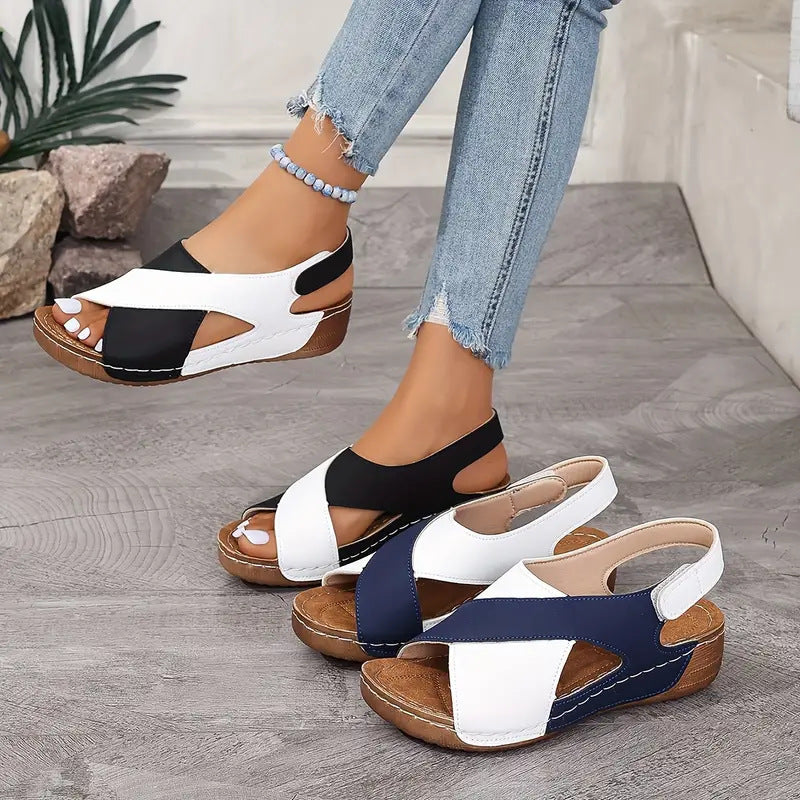 Damen Wedgesandalen mit modischem Kreuzriemen-Design und anatomischer Fußbettung EB