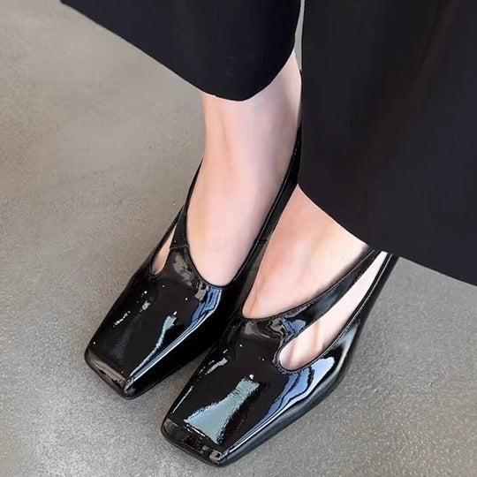 Damen elegante Slingback-Pumps mit glänzender Kappenfront EB