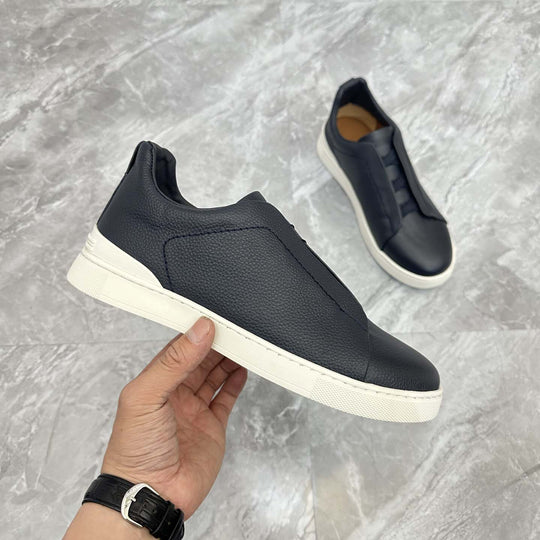 Damen Slip-On Sneakers mit eleganter Lederstruktur und rutschfester Sohle EB