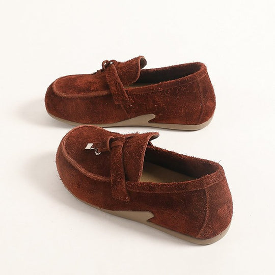 Damen weiche Slipper aus Wildleder mit dekorativem Kordelzug EB