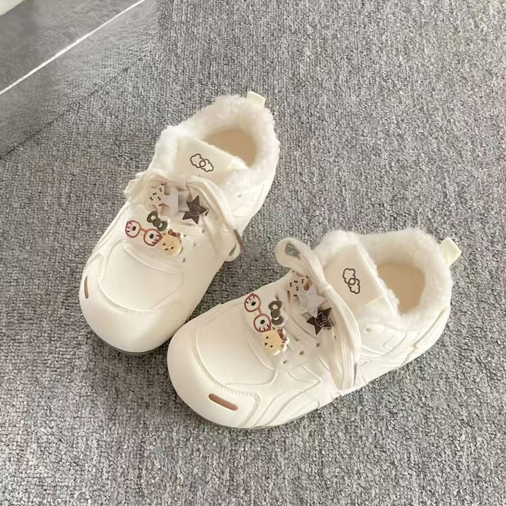 Damen Sneaker mit kuscheligem Innenfutter und dekorativen Applikationen EB