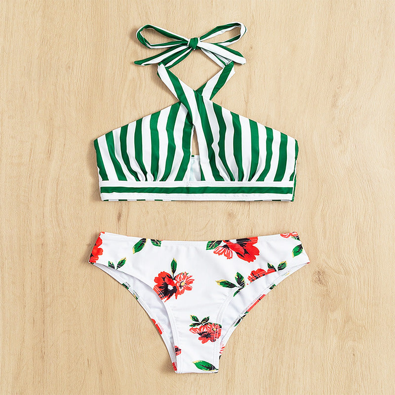 Damen Bikini mit hoch geschnittenem Slip und modischem Wickeloberteil EB