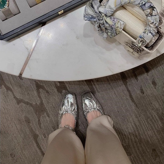 Damen elegante Slingback-Ballerinas mit modischem Rüschendesign EB
