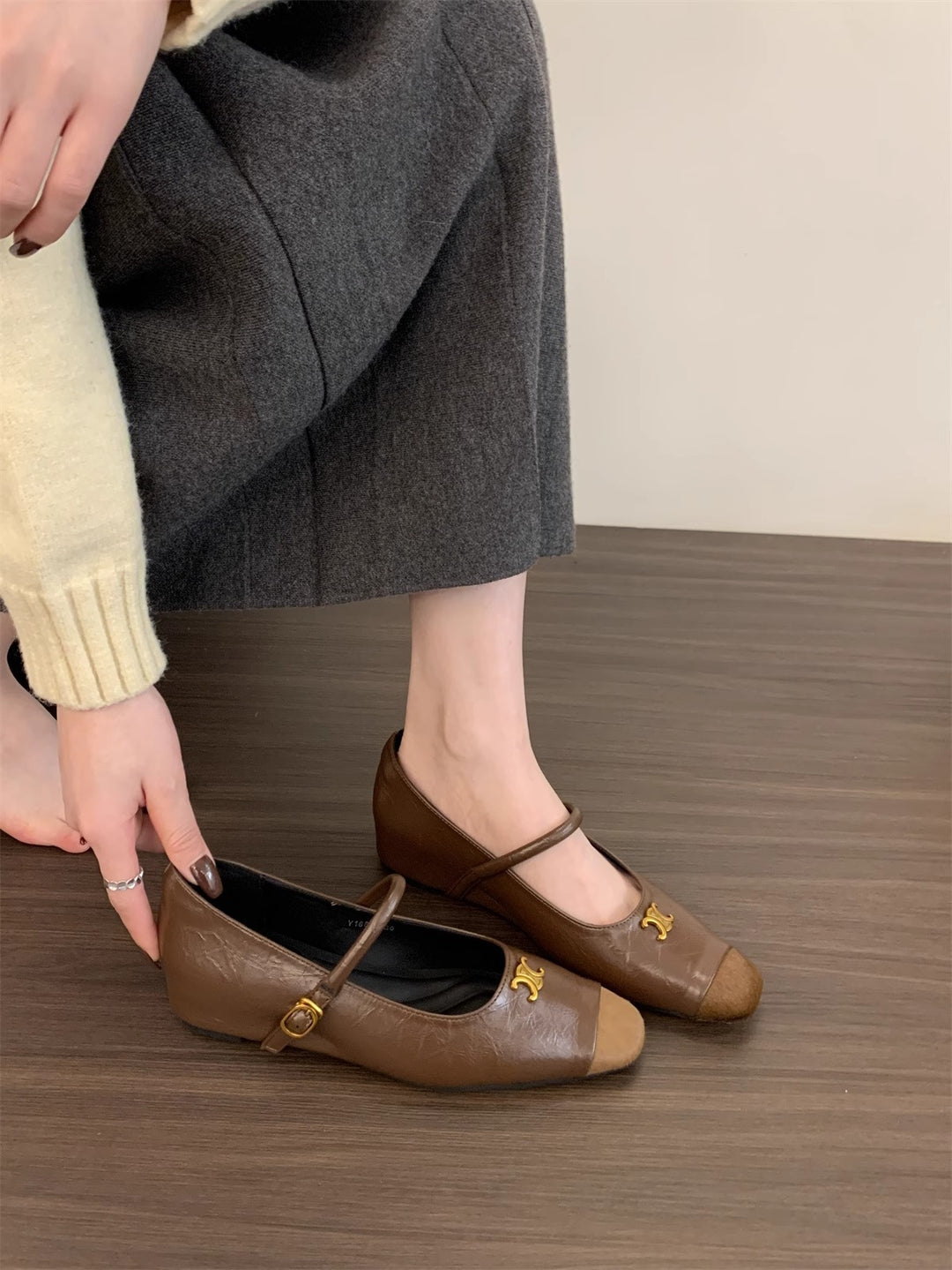 Damen Ballerinas mit dekorativer Schnallen-Applikation und elegantem Schnitt EB