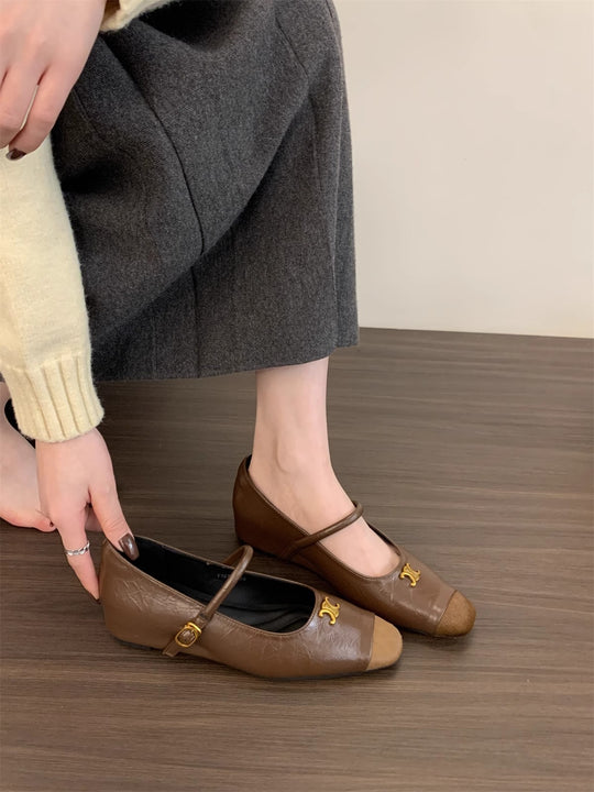 Damen Ballerinas mit dekorativer Schnallen-Applikation und elegantem Schnitt EB