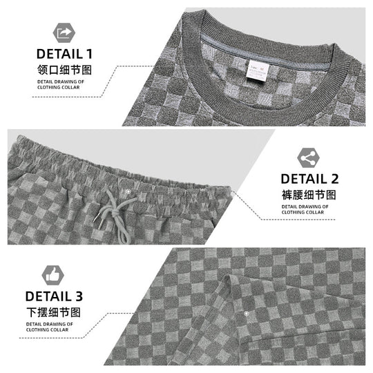 Unisex nan strukturiertes Relief-Set aus wabenartigem Jersey mit übergroßem Shirt und knielangen Shorts EB