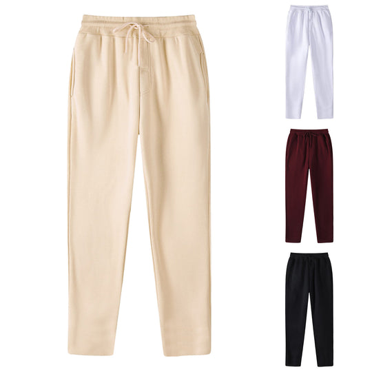 Herren nan geradlinige Sweatpants aus melierter Baumwollmischung mit elastischem Bund Kordelzug und Seitentaschen EB