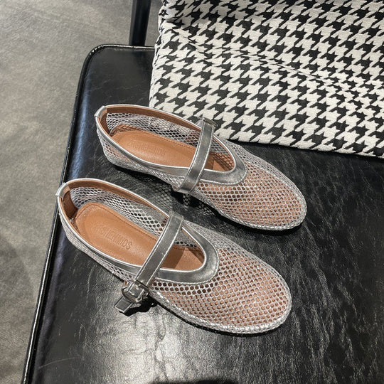 Damen Netz-Slipper mit verstellbarem Riemen und weichem Innenfutter EB