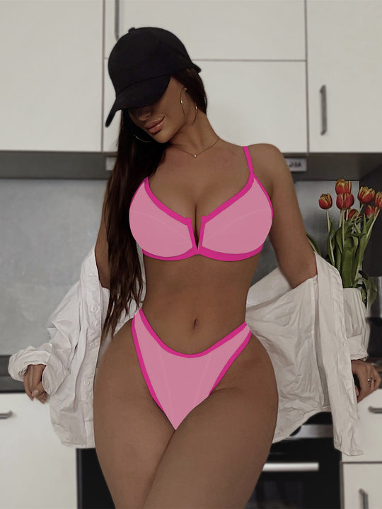 Damen Push-up Bikini mit stylischem V-Ausschnitt EB