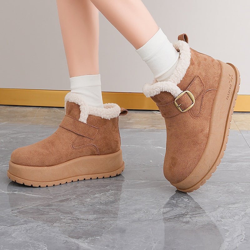 Damen Winterstiefel mit hochwertigem Fleece-Innenfutter und modischer Schnalle EB