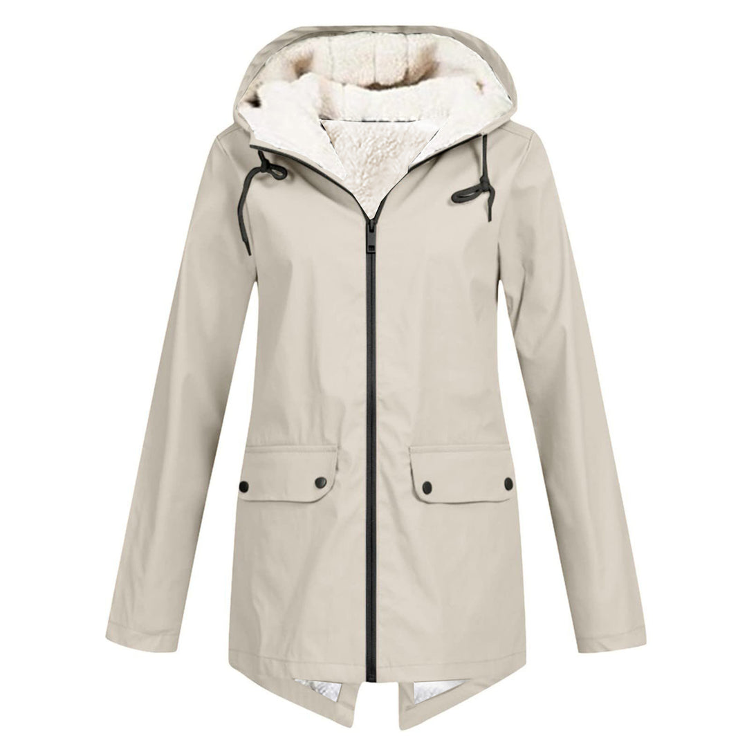 Damen Wasserabweisende Übergangsjacke mit warmem Fleece-Futter und verstellbarem Kapuzenkragen EB