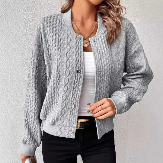 Damen Lässige Strickjacke mit strukturierter Oberfläche und Knopfleiste EB