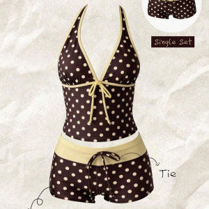 Damen Tankini mit modischem Punktmuster und verstellbarem Halter EB