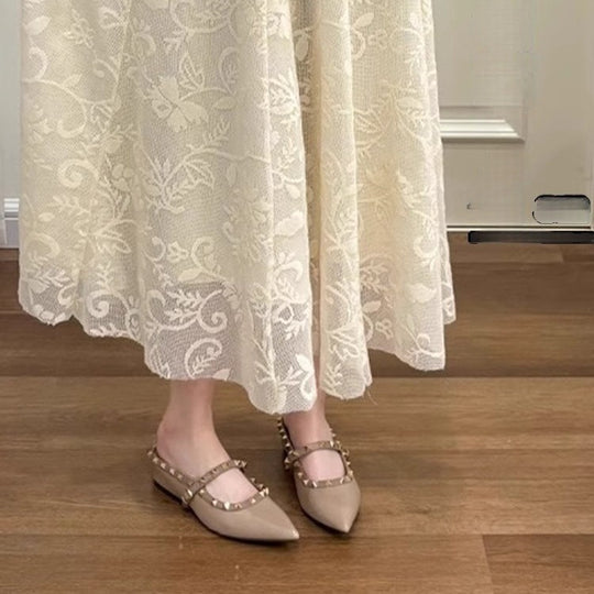 Damen elegante Slingback Ballerinas mit dekorativen Nieten EB