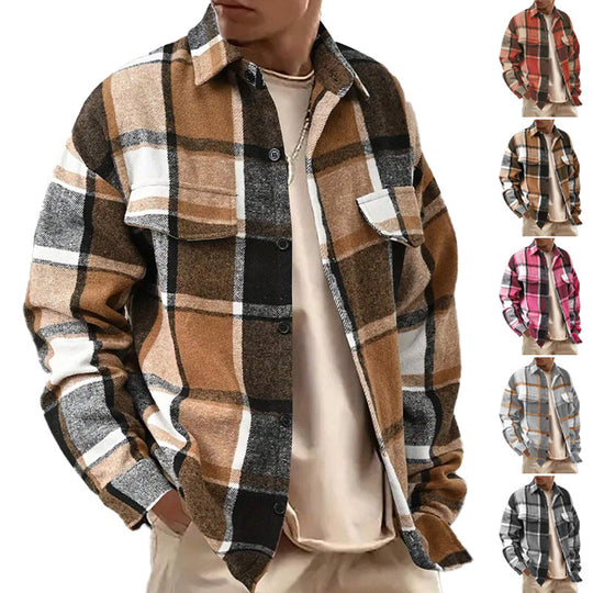 Herren nan weite Karo-Hemdenjacke aus weichem Flanell mit aufgesetzten Brusttaschen EB