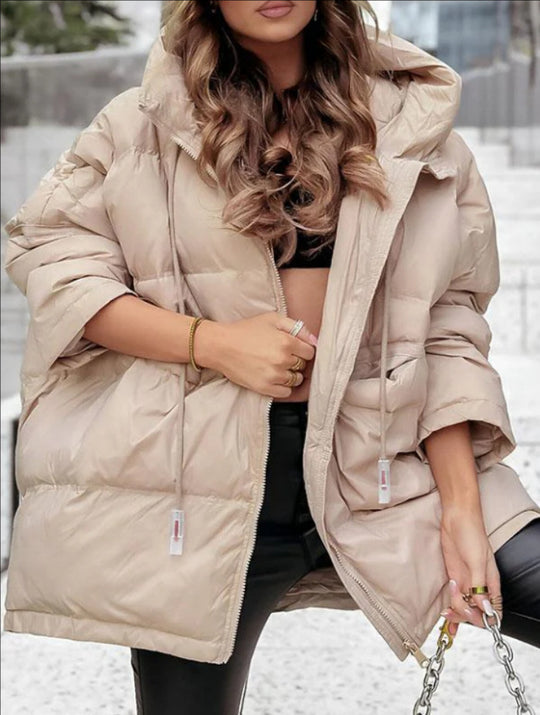 Damen Oversized Steppjacke mit praktischen Taschen und hohem Kragen EB