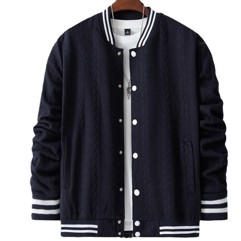 Herren sportliche Collegejacke mit strukturierter Oberfläche und modernen Kontraststreifen EB