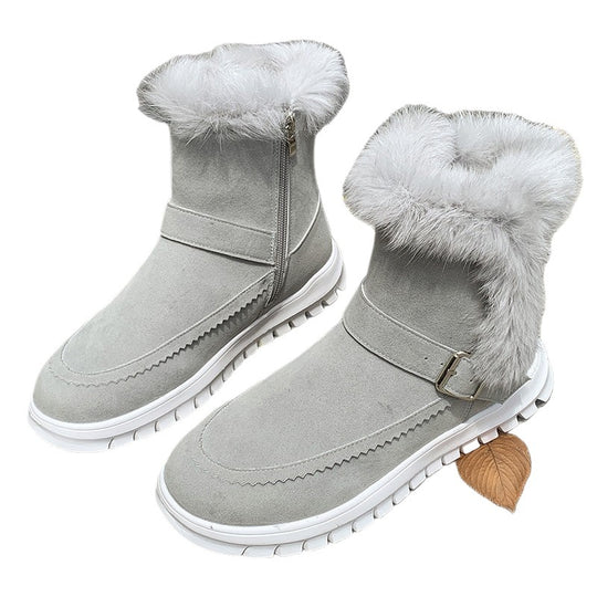 Damen Warmfutter-Stiefel mit modischem Fellbesatz EB