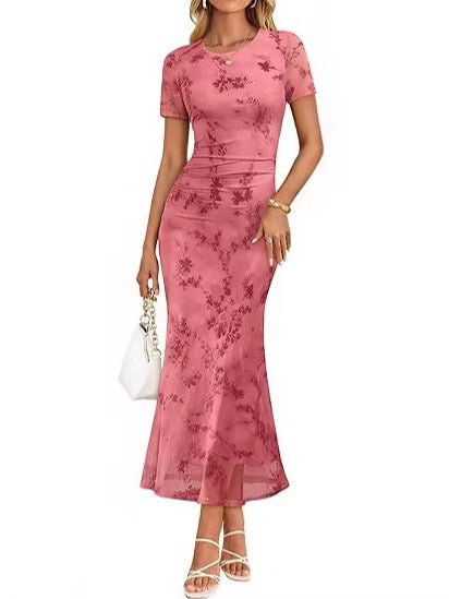 Damen Maxikleid mit floralen Stickereien EB
