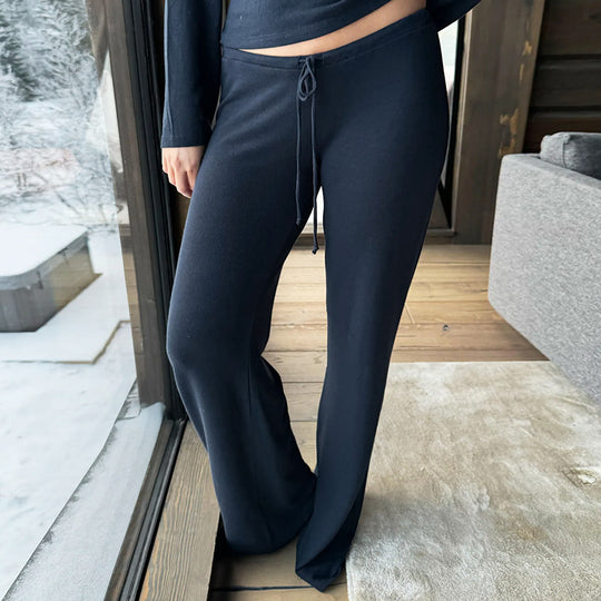 Damen bequeme Lounge-Hosen mit verstellbarem Bund EB