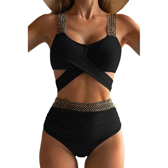 Damen Hochgeschnittener Bikinisuit mit glamourösen Details EB