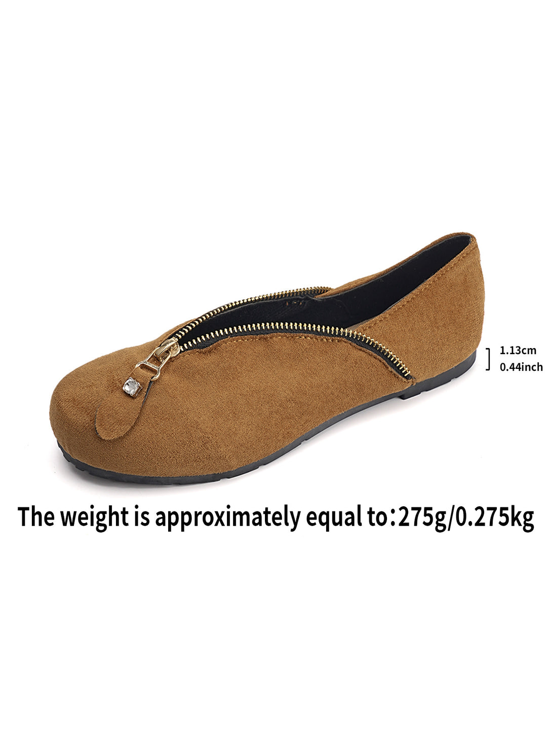 Damen Elegante Slip-On Ballerinas mit Reißverschluss EB