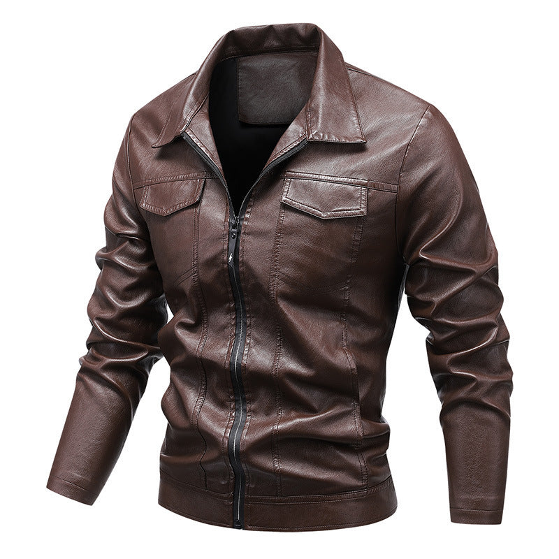 Herren Kunstleder Pilotenblouson mit Brustpatten und ergonomischer Nahtführung EB