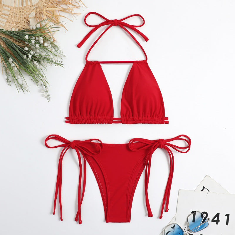 Damen Triangel-Bikini mit flexiblen Bindebändern und modischem Schnitt EB