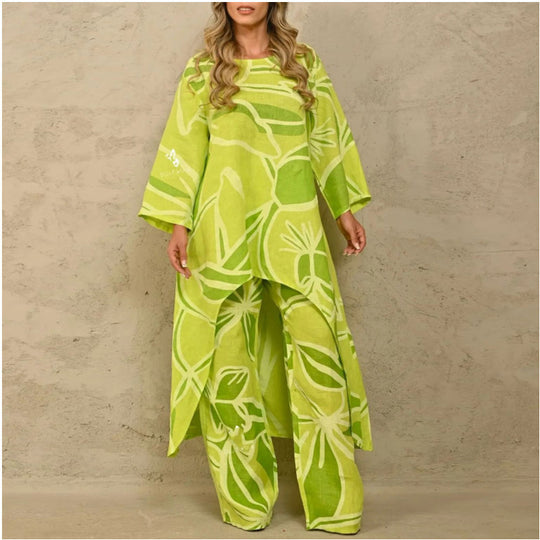 Damen Lässiges Tunika- und Hosen-Set mit floralem Muster EB
