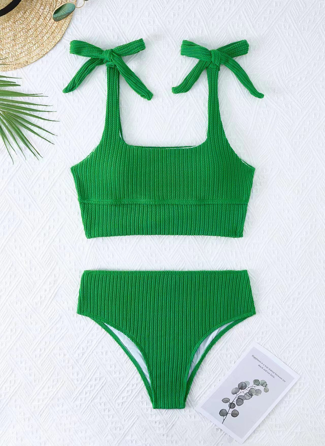 Damen Bikini-Set mit trendigem Rippdesign und verstellbaren Bindeträgern EB